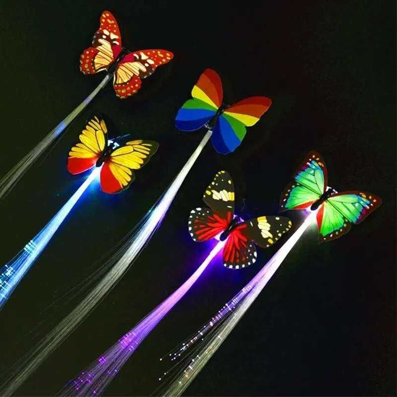 Świecące motyle z włóknami światłowodowymi dekoracje spinki 6 szt