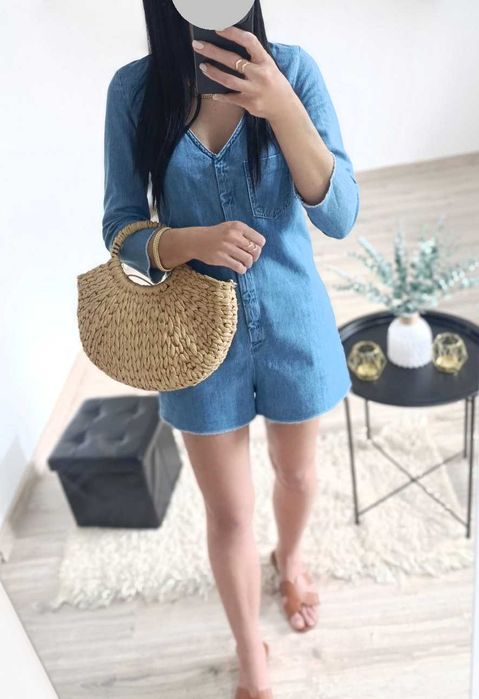 Kombinezon jeansowy Zara szorty 34 XS
