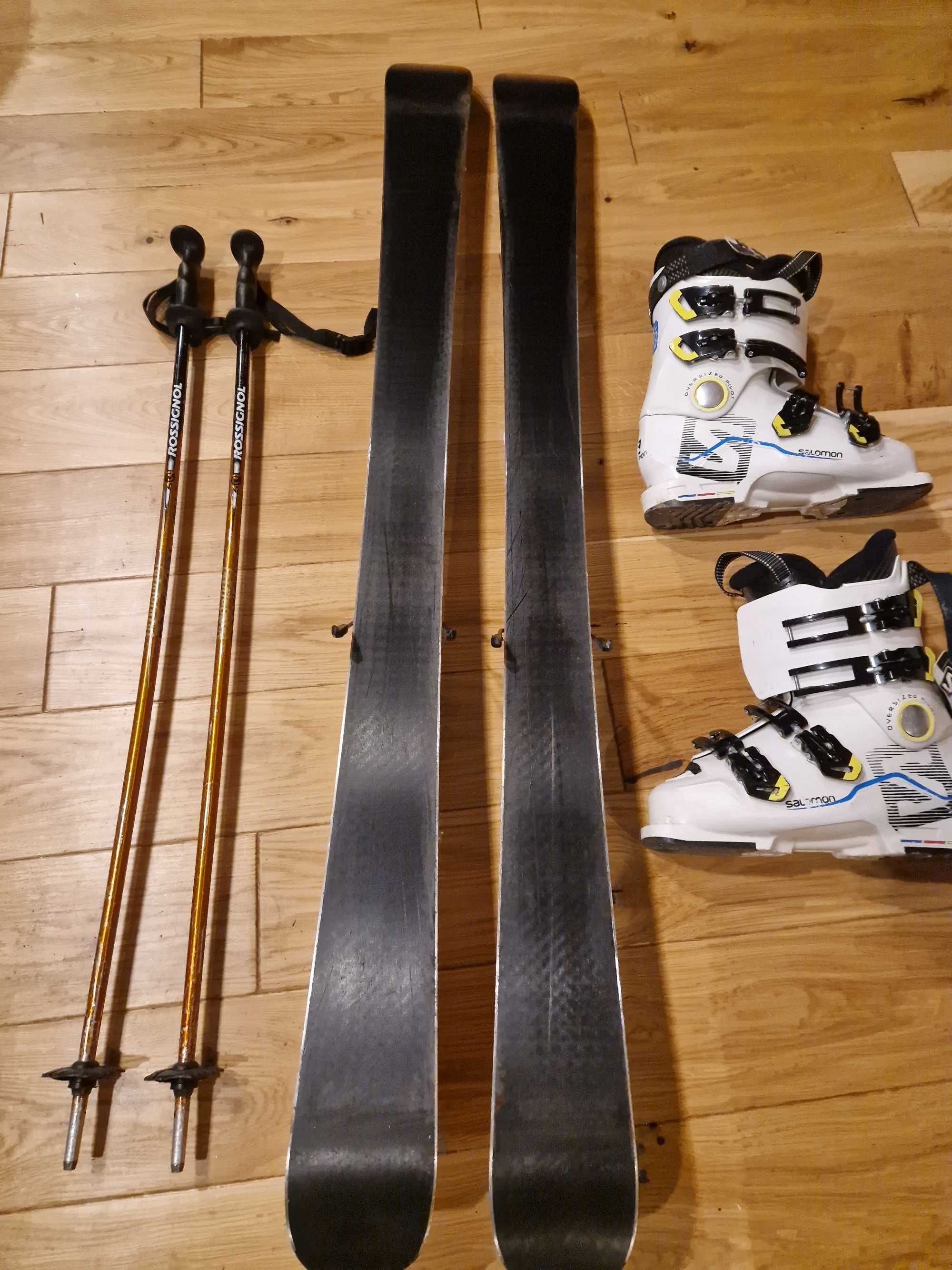 Narty Rossignol Minionki 128 cm, buty Salomon komplet