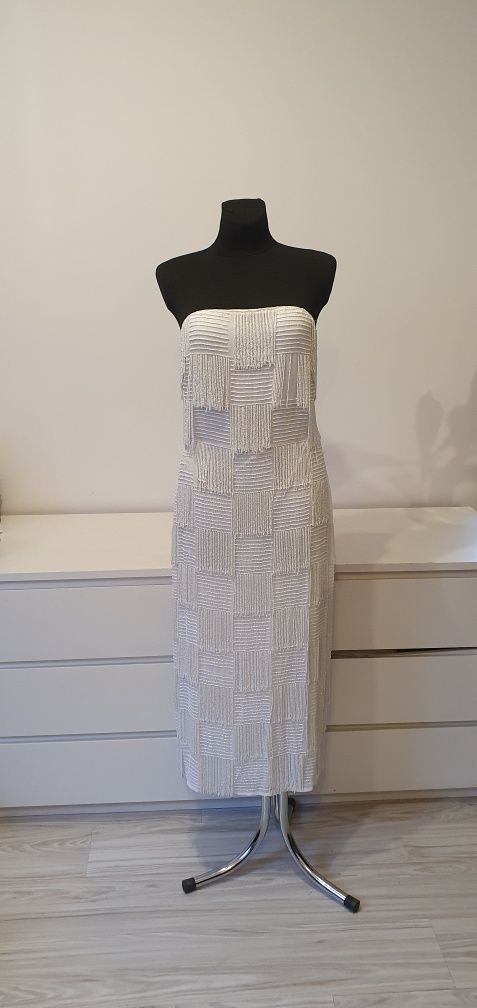 Sukienka midi cekinowa M Biala Asos