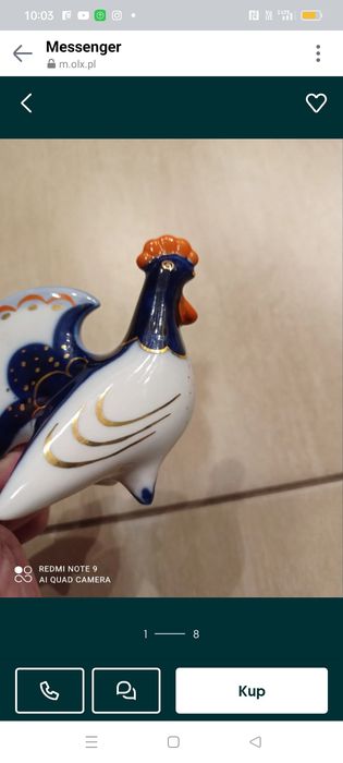 Łomonosow Ussr kura,kogut figurka z porcelany