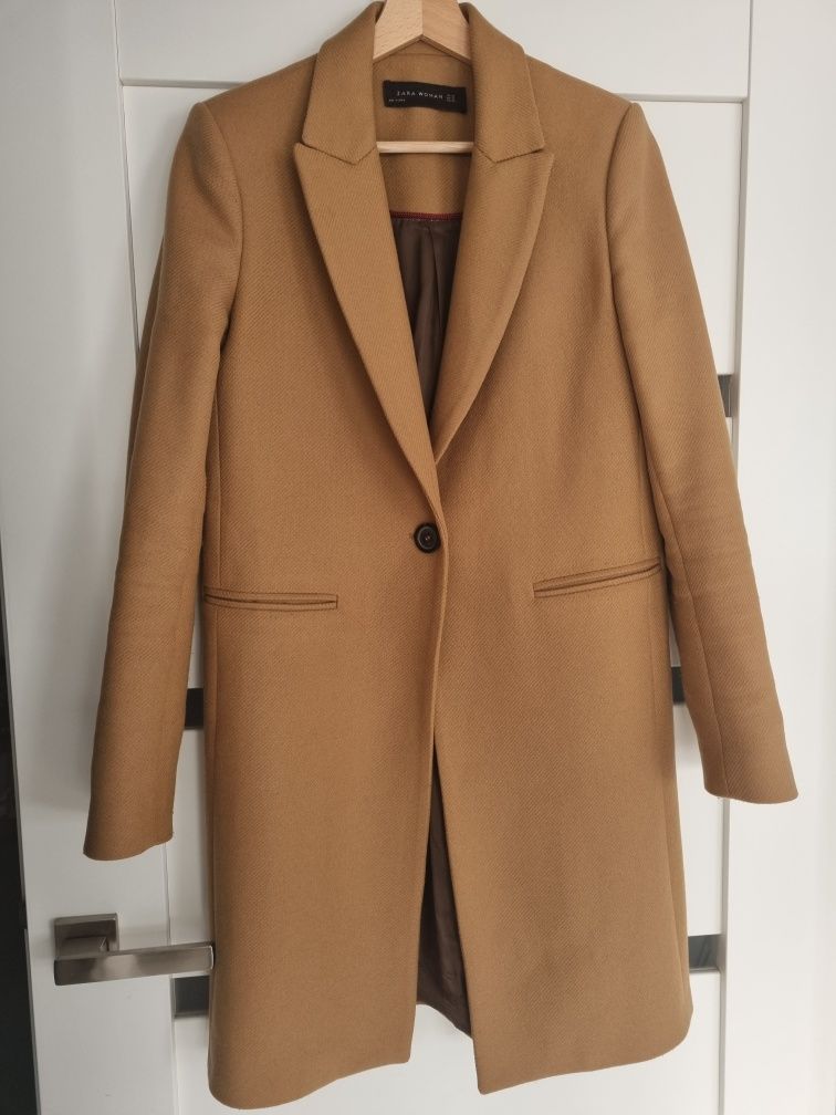 Zara płaszcz wełniany XS karmel