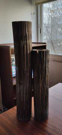 Conjunto velas em tronco de madeira