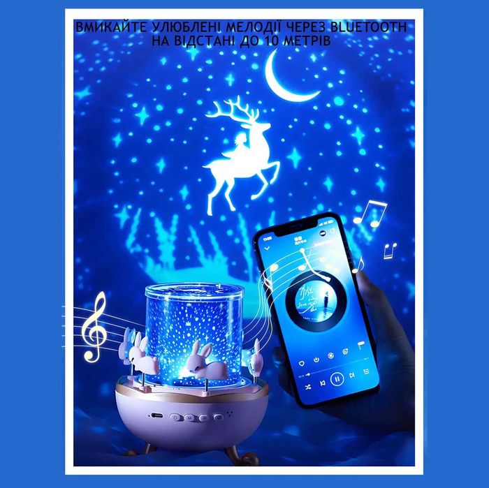 Светильник LED  "Карусель зайчиков" с музыкой, слайдами, Bluetooth