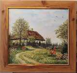 Obraz olejny w ramie 50,5x53,5 cm "Chata na wzgórzu"