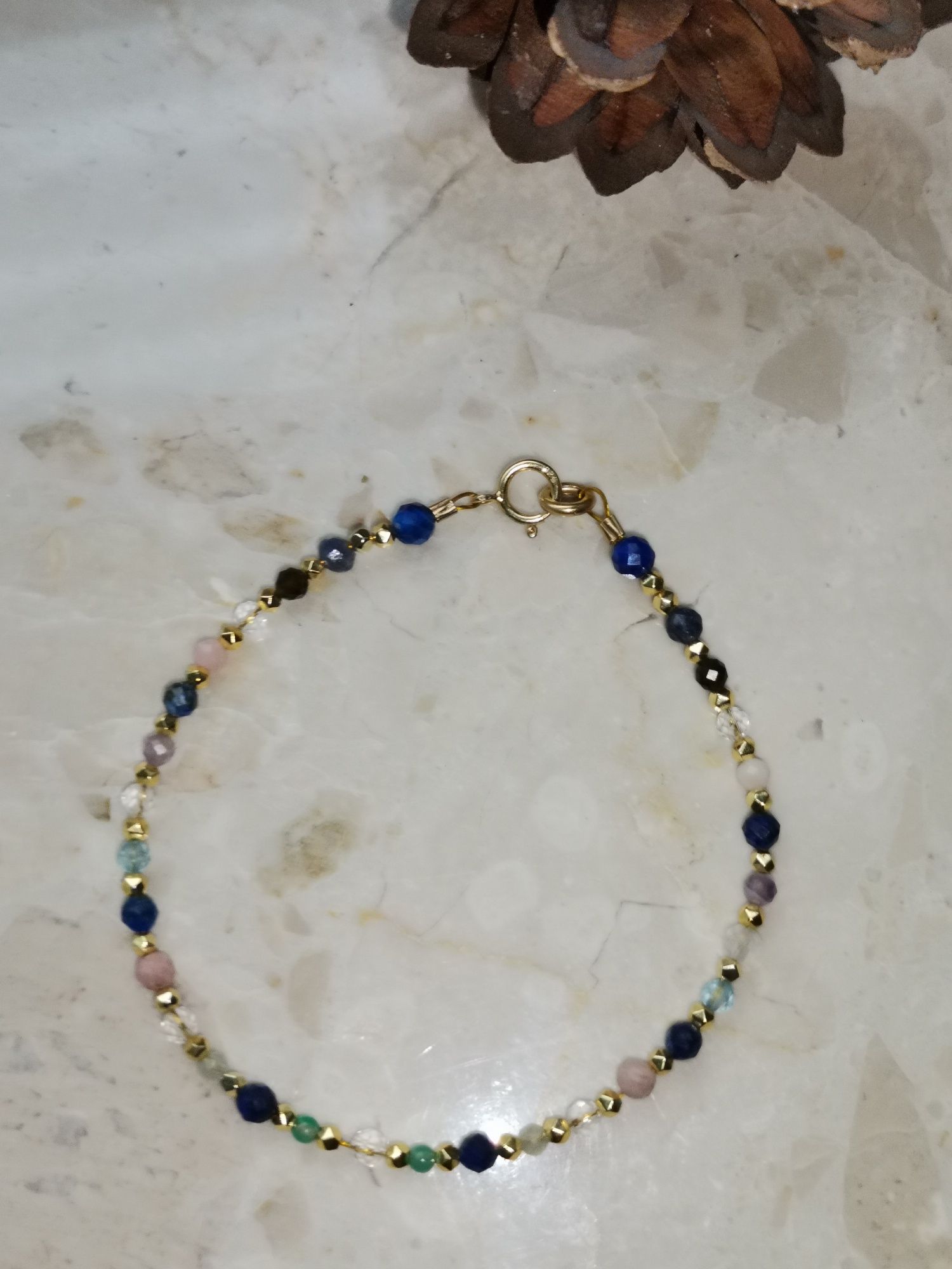 Bransoletka kamienie znak zodiaku strzelec lapis srebro 925 topaz opal