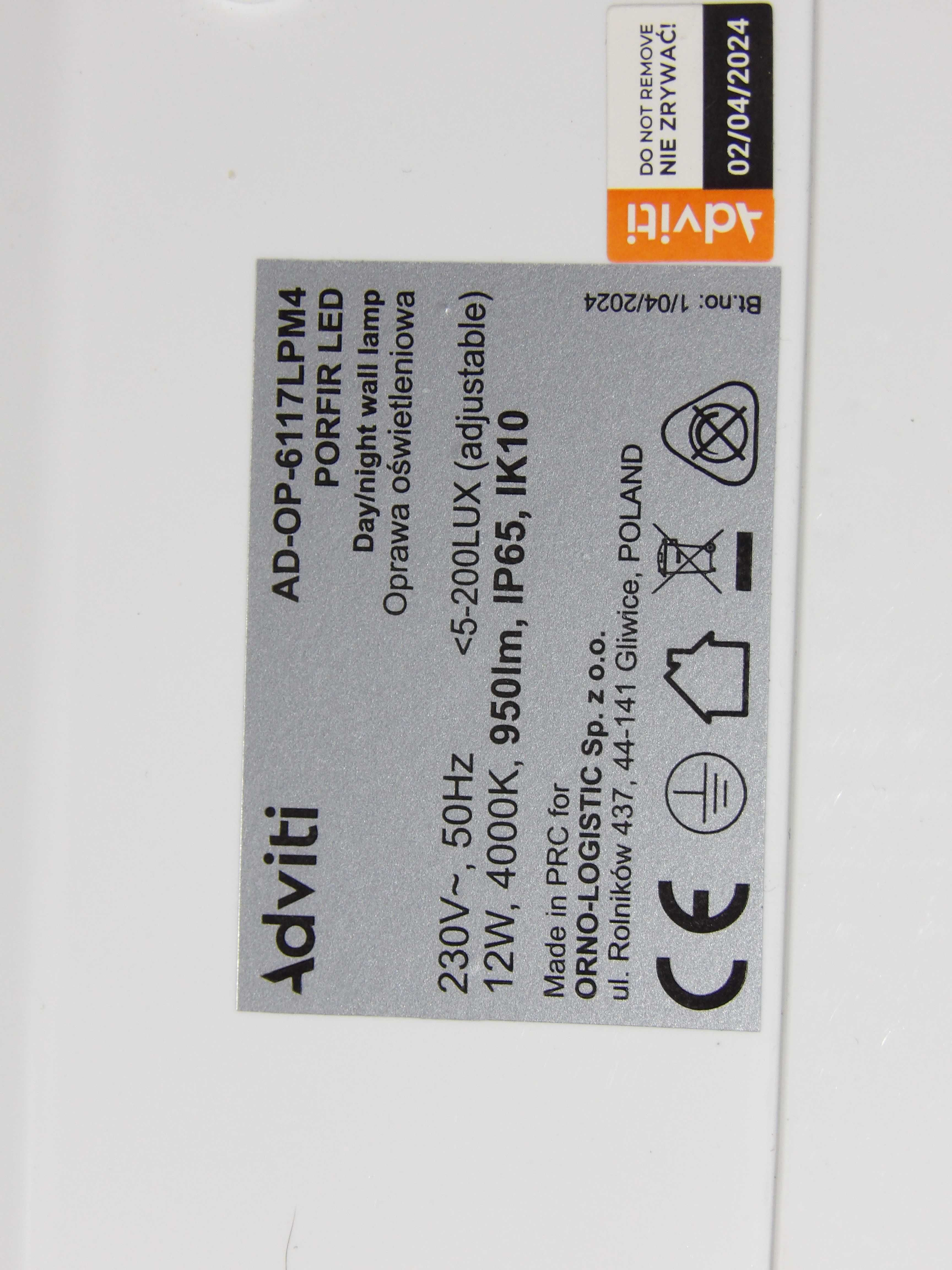 Lampa zewnętrzna ADVITI Porfir AD-OP-6117LPM4, 12W, 950lm, IP65 R4