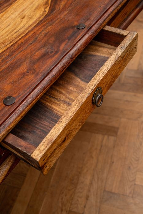 Stół lite drewno egzotyczne sheesham okucia kolonialne jadalnia salon