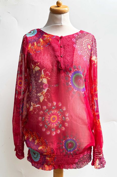 Bluzka Czerwona Wzory Desigual L 40 Boho Etniczna