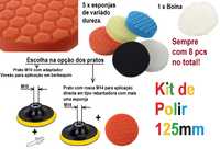 Kits de diversos acessórios para Polir, esponjas, boinas, pratos...