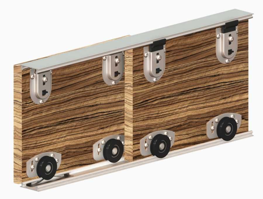 Zestaw do drzwi przesuwnych ARES 2/120cm/70kg (prowadnice + rolki)