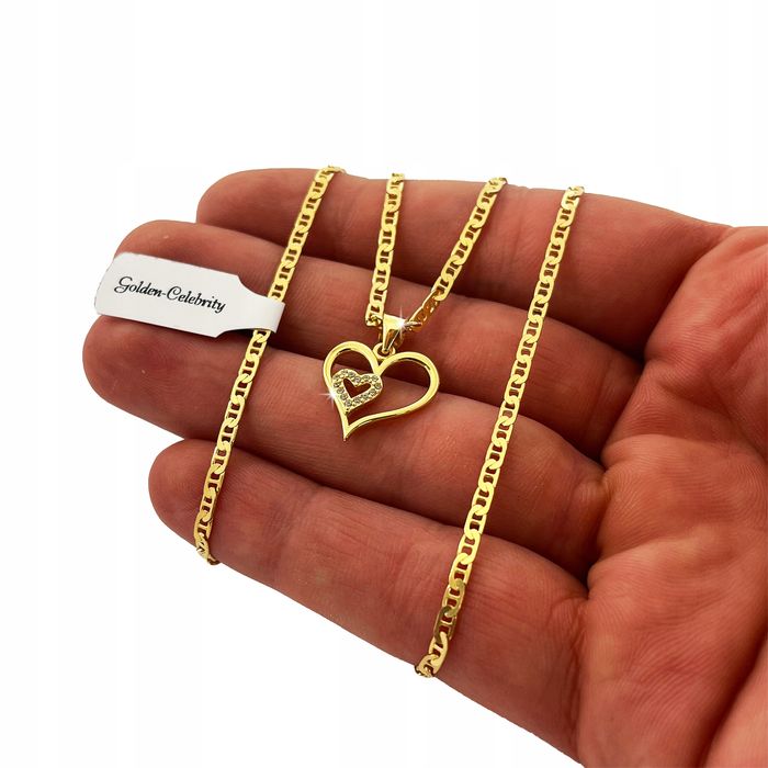 Złoty Łańcuszek Serce 925 Prezent Niej Dla Kobiety Żony Mamy Babci Cór