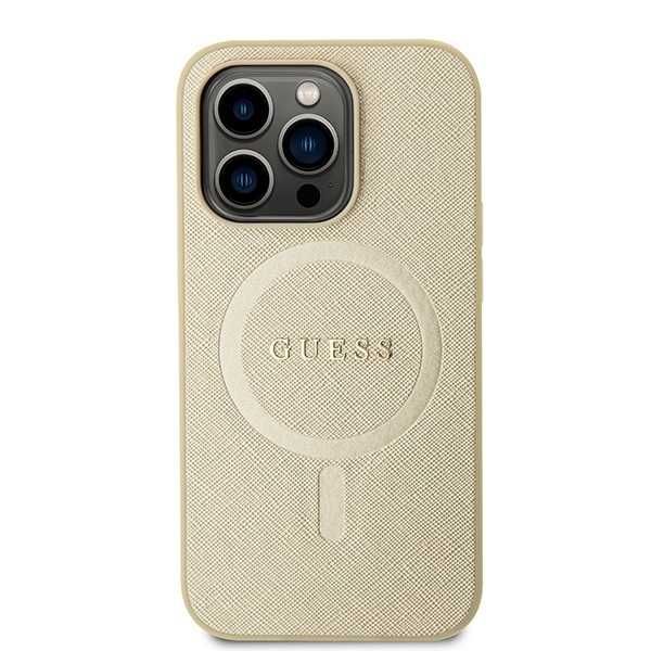 Guess MagSafe iPhone 15 Pro Max 6.7" złoty/gold hardcase Saffiano