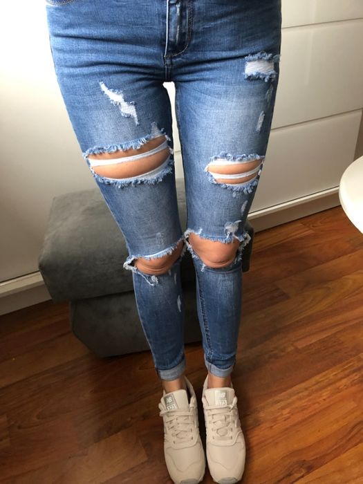 Jeans Skinny Crop DZIURY  M  Promocja