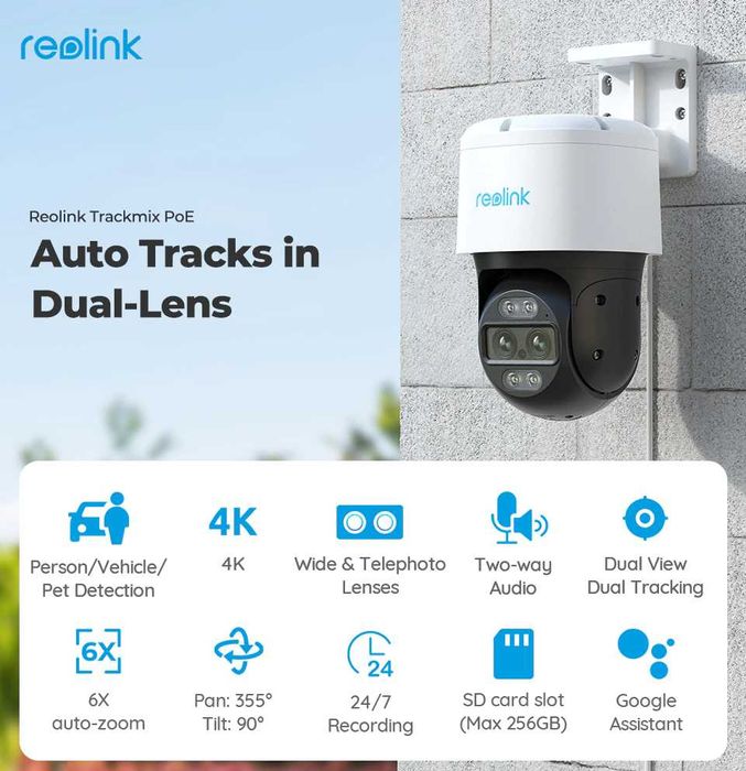 НОВИНКА Reolink Trackmix LTE 4G 8mp PoE  Wi-fi 830A 4K Motion Tracking
