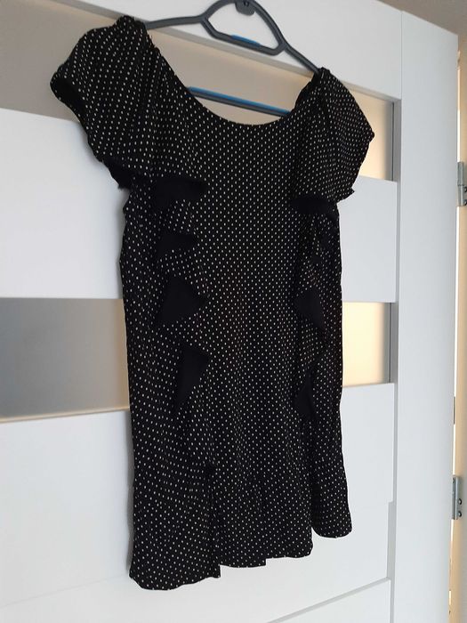 Oasis - czarna bluzeczka w białe kropeczki, rozm. XS