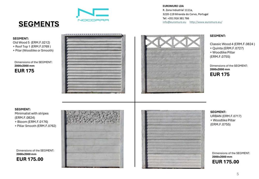 Painéis vedação em betao