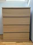 Komoda Ikea Malm okleina dębowa 4 szuflady