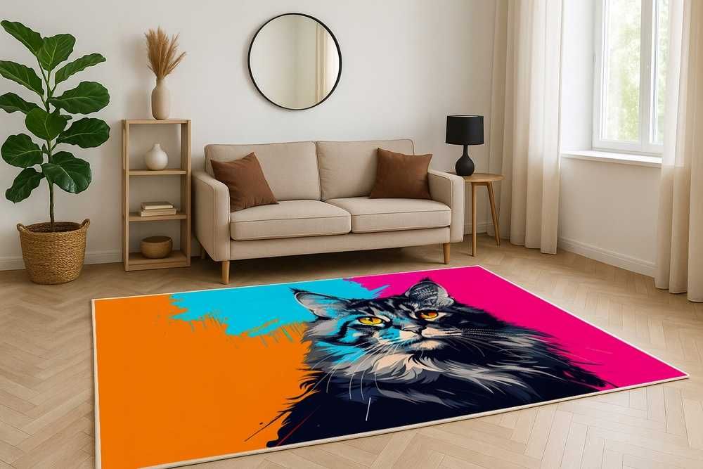 NOWY Dywan Kolorowy Villago MainCoon 3D 140x200 cm Do Pokoju