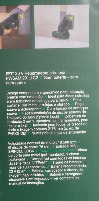 Rebarbadora a bateria 20V Parkside