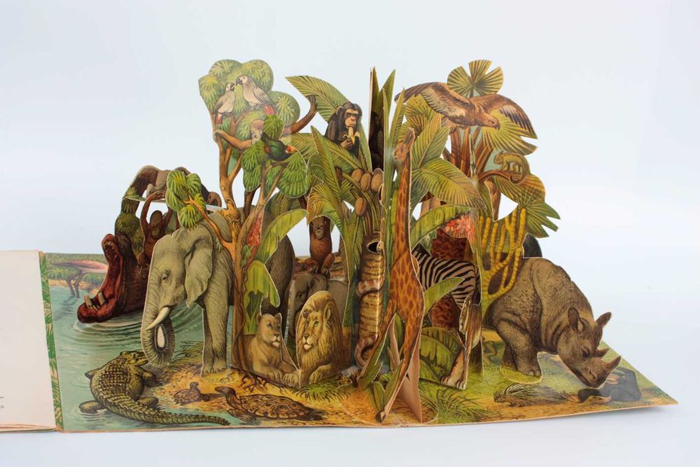 Livros, Postais ou Brinquedos de papel tridimensionais, pop-up 3D