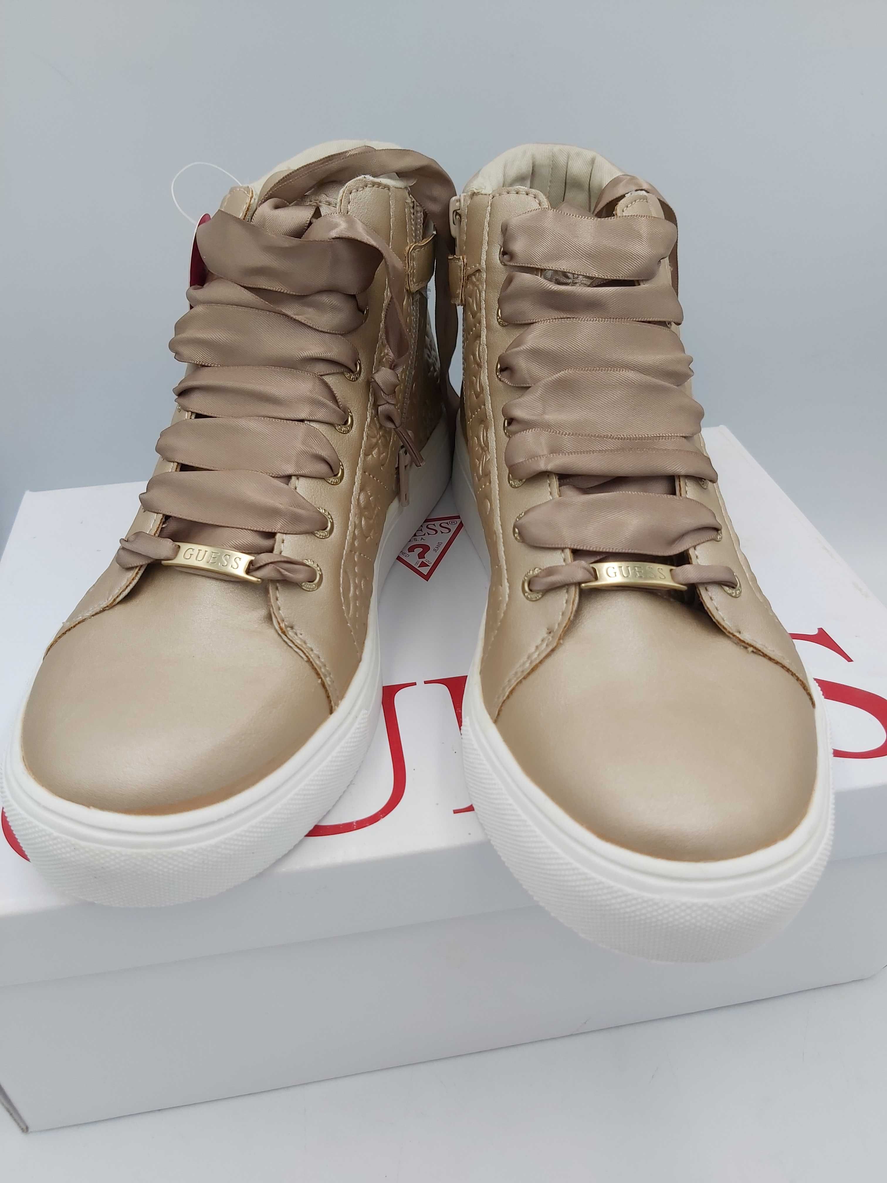 NOWE sneakersy GUESS botki perłowe brazowe rozmiar 39