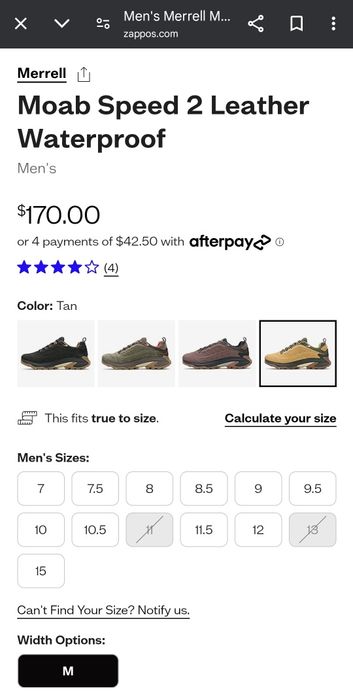 Merrell Moab Speed 2 Leather Waterproof 11 size