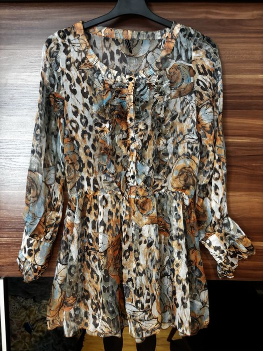 Bluzka z falbanką, prześwitująca, S