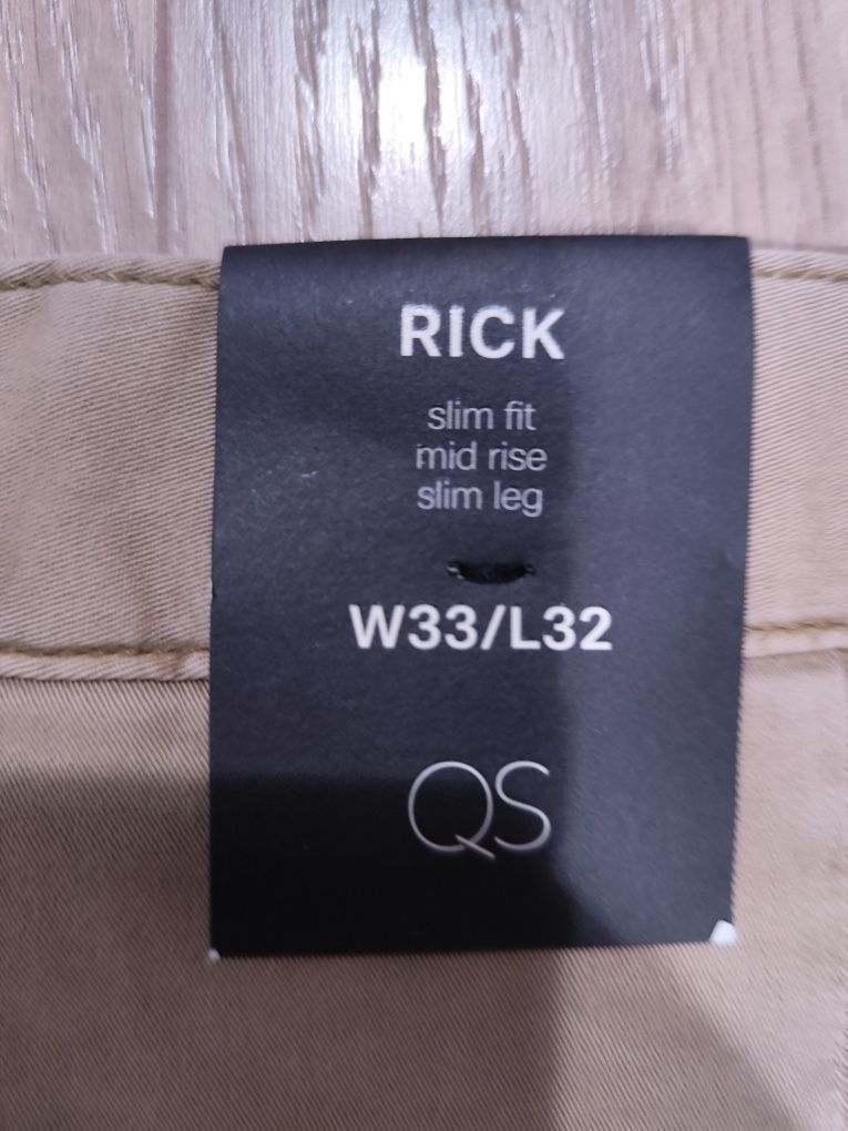 QS S.Oliver Spodnie Męskie Slim Fit Model Rick casual codzień piaskowy
