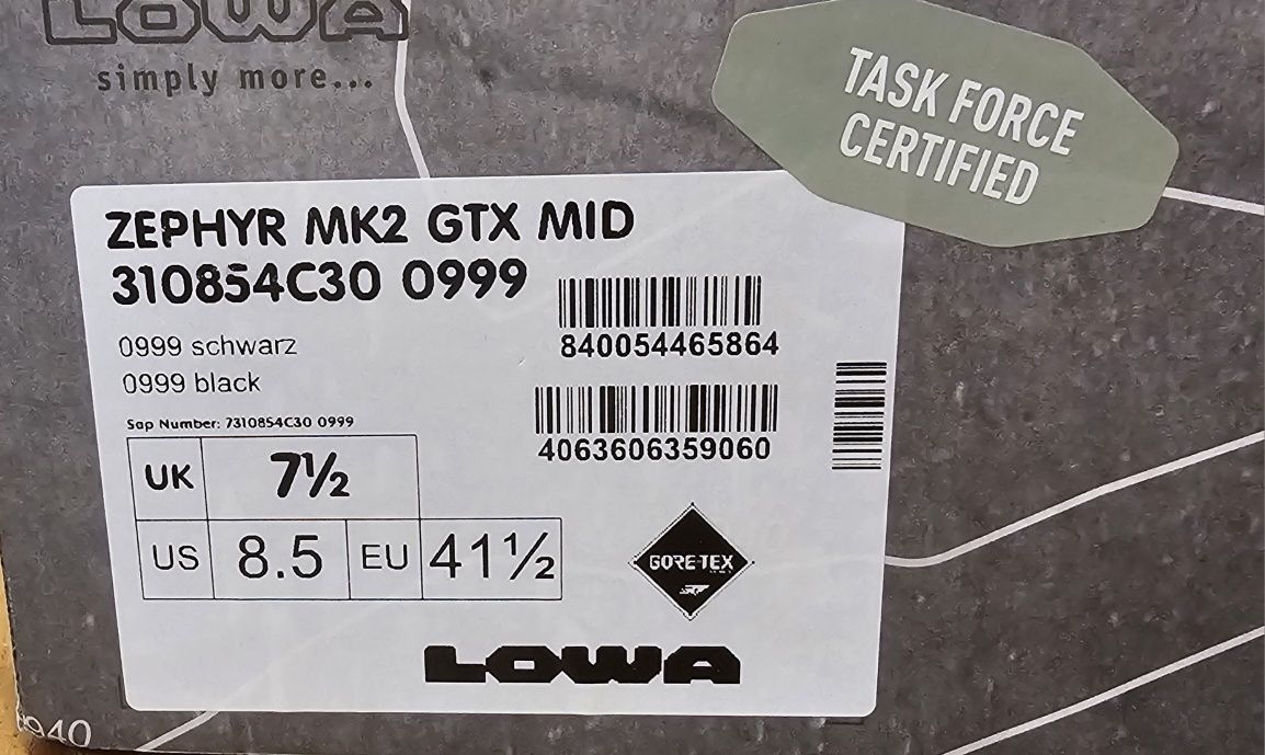 Buty taktyczne Lowa Zephyr MK2 gtx 41,5 czarne