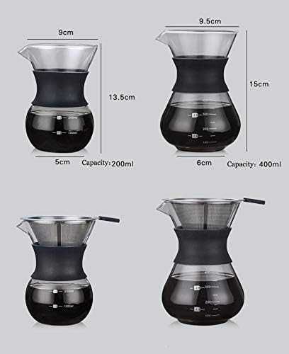 Szklany, elegancki zaparzacz do kawy ze stałym filtrem - 400ml - nowy