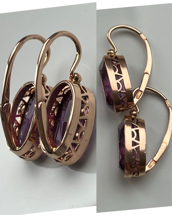 Золоті сережки з олександритом. Золотые серьги александрит СССР