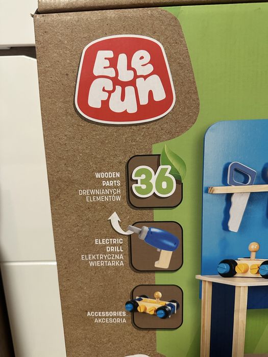 Nowy duży drewniany warsztat z narzędziami 95 cm x 60 cm