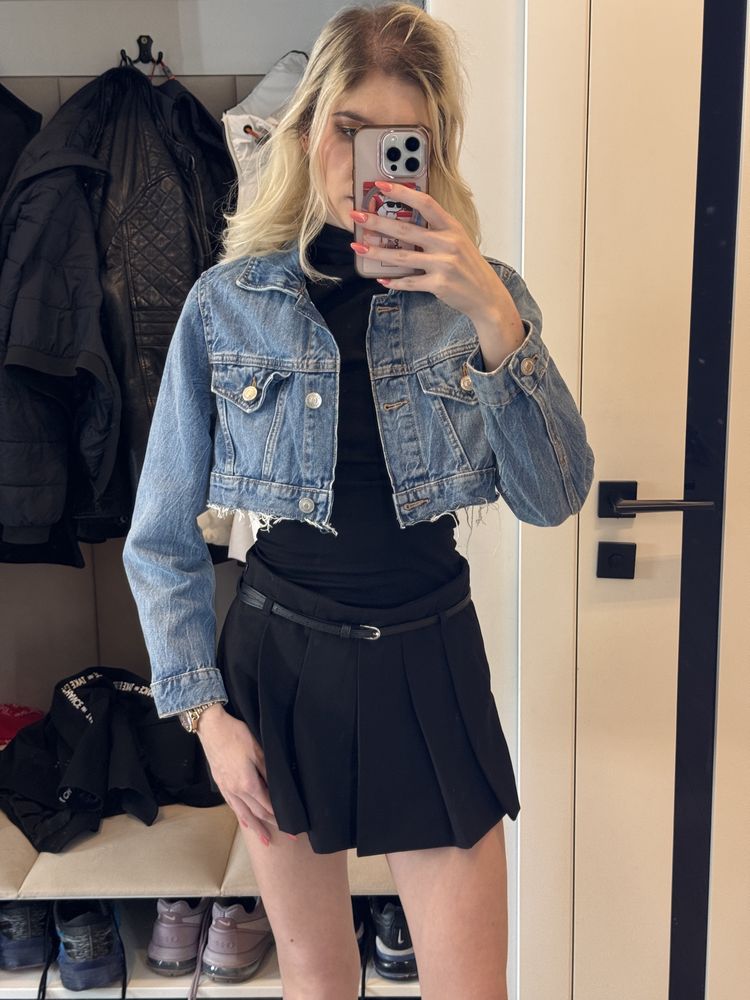 Krótka kurtka jeansowa stradivarius xs