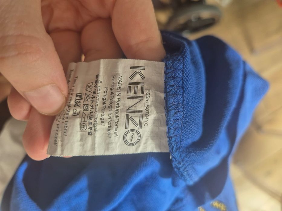 Koszulka tshirt męski niebieski bawełna cotton z kołnierzykiem  Kenzo