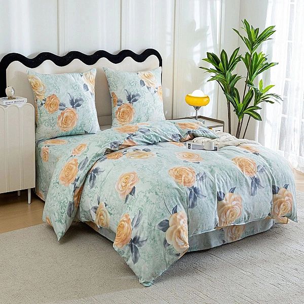 Pościel 160x200/3 części komplet poszewki 70x80 satynowa Maria kwiaty