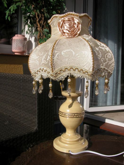 ręcznie zdobiony abażur    lampka / lampa glamour koraliki