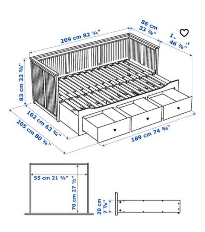 Rezerwacja Łóżko leżanka Ikea Hemnes 80-160/200 materace