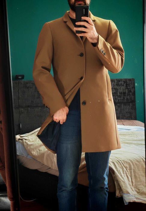 Sobretudo castanho jack jones L meia estação (castanho claro avelã)