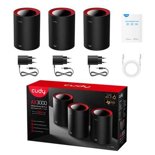 Pack 3xSistemas Mesh M3000 Wi-Fi 6 Dual Band AX3000 Preto - NOVO