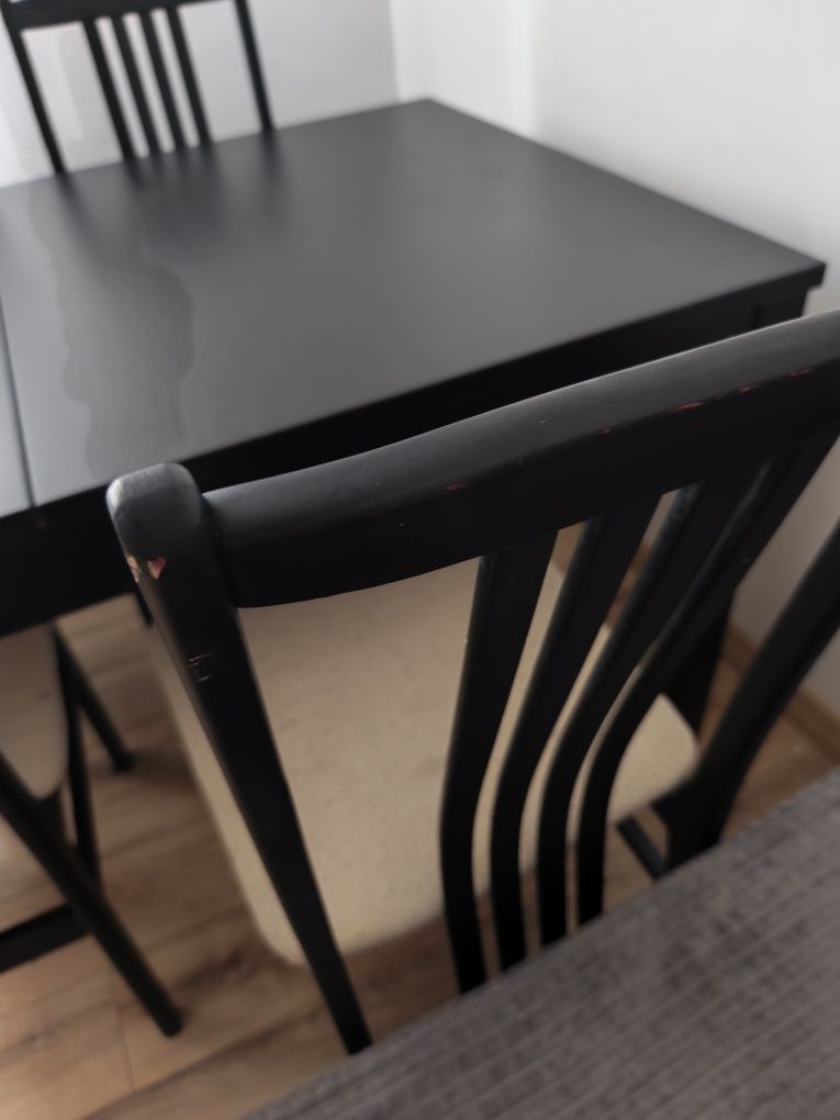 Stół rozkładany Ikea 140x84 + 2x40+ krzesła