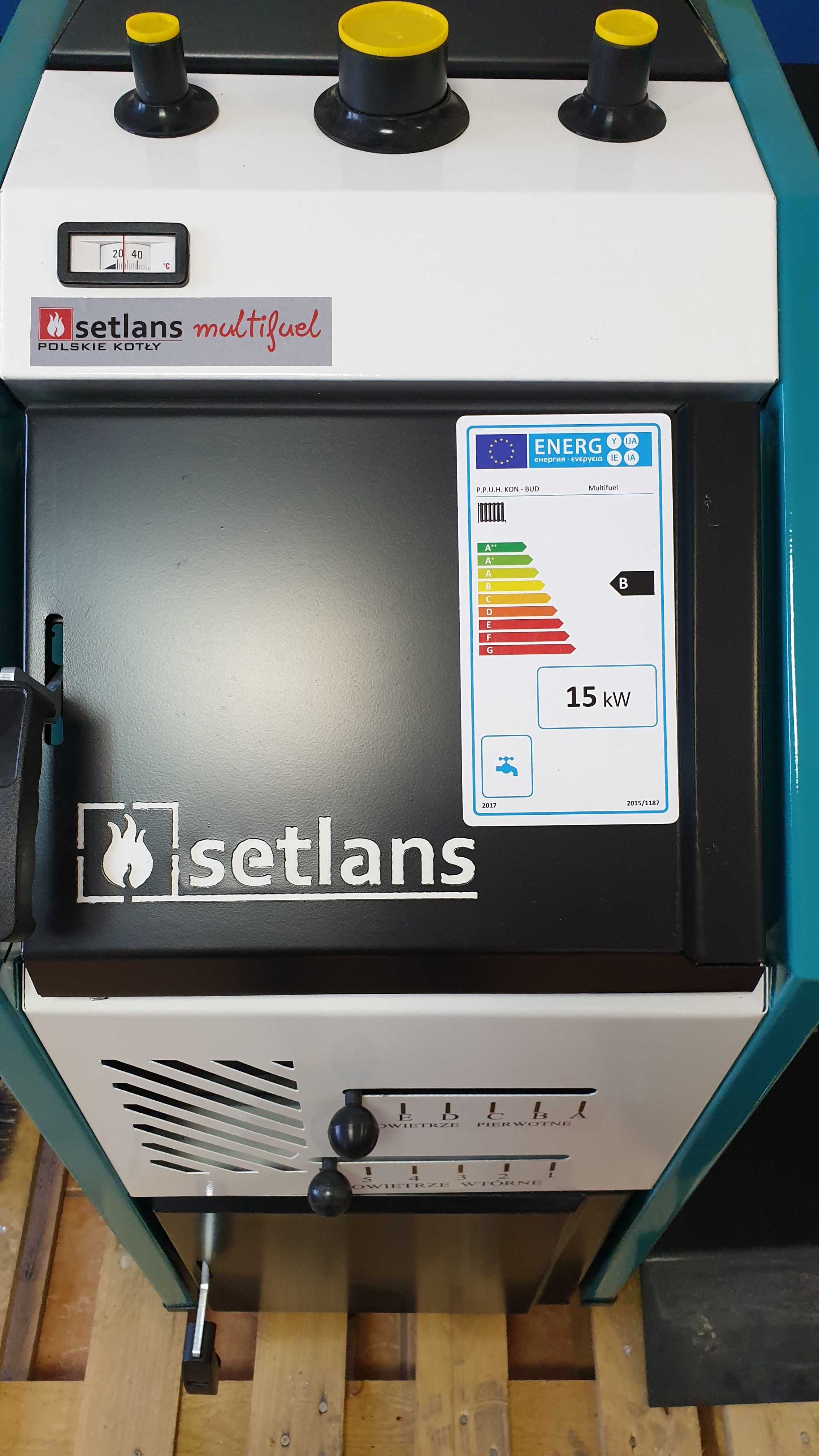 Kocioł zasypowy Setlans Multifuel 15kW - klasa 5 ekodesign - WYPRZEDAŻ