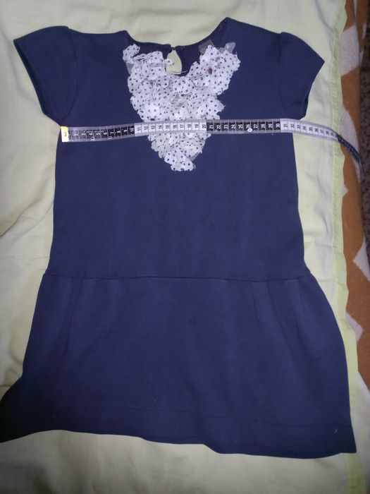 Платье нарядное тёмно-синего цвета Zara Kids, на 7-8 лет, 128 см