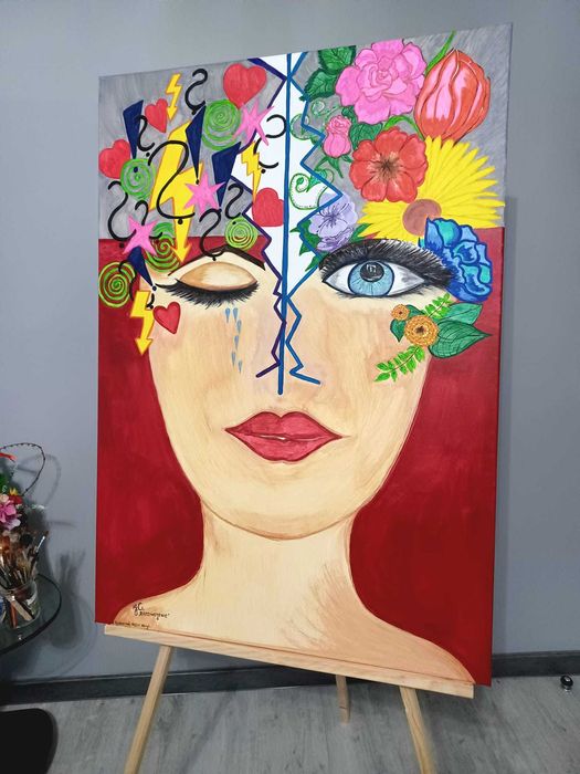 "Rozdwojenie" - oryginalny, unikatowy obraz na płótnie 100x70cm