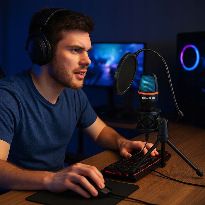 Mikrofon Do Komputera Pojemnościowy Gamingowy Studyjny Karaoke Usb fv