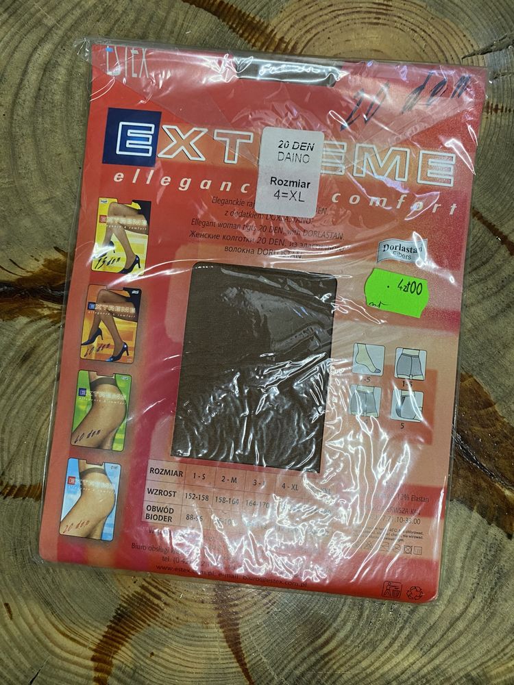 Nowe rajstopy beżowe cieliste 20 den 4 = XL Extreme