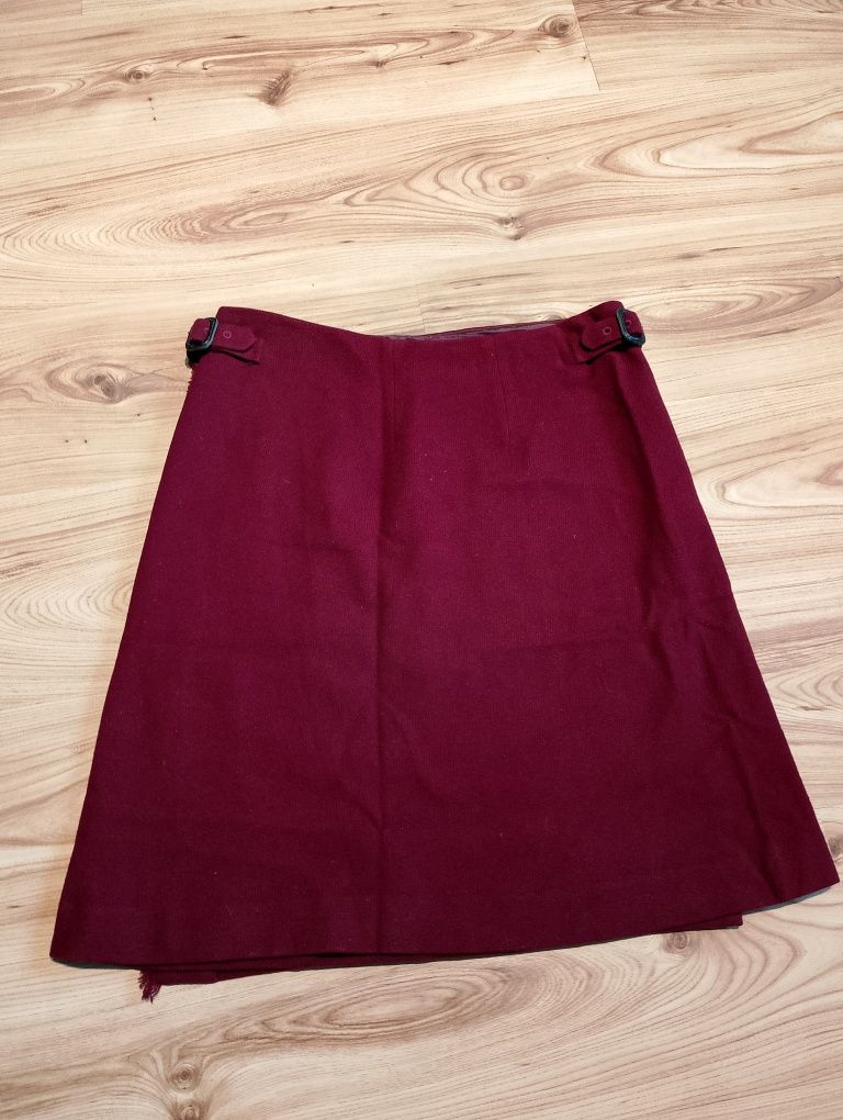 Burgundowa Wełniana Spódnica Burberry London
