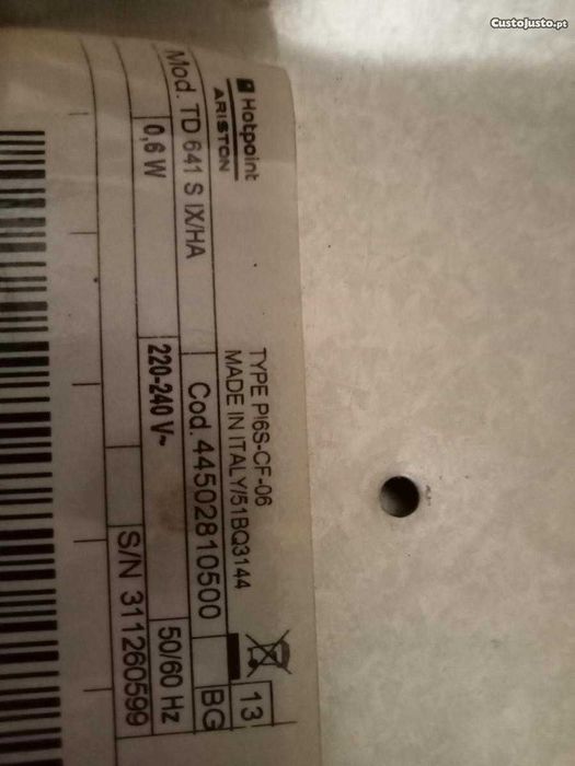 Placa vidro cerâmica a gás natural, cor preta, marca Hotpoint Ariston
