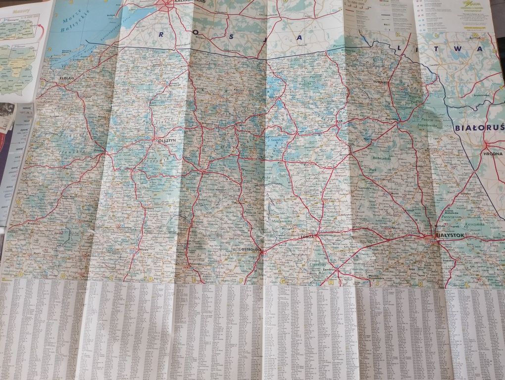 Mapa papierowa MAZURY, składana, turystyczna, wycieczki