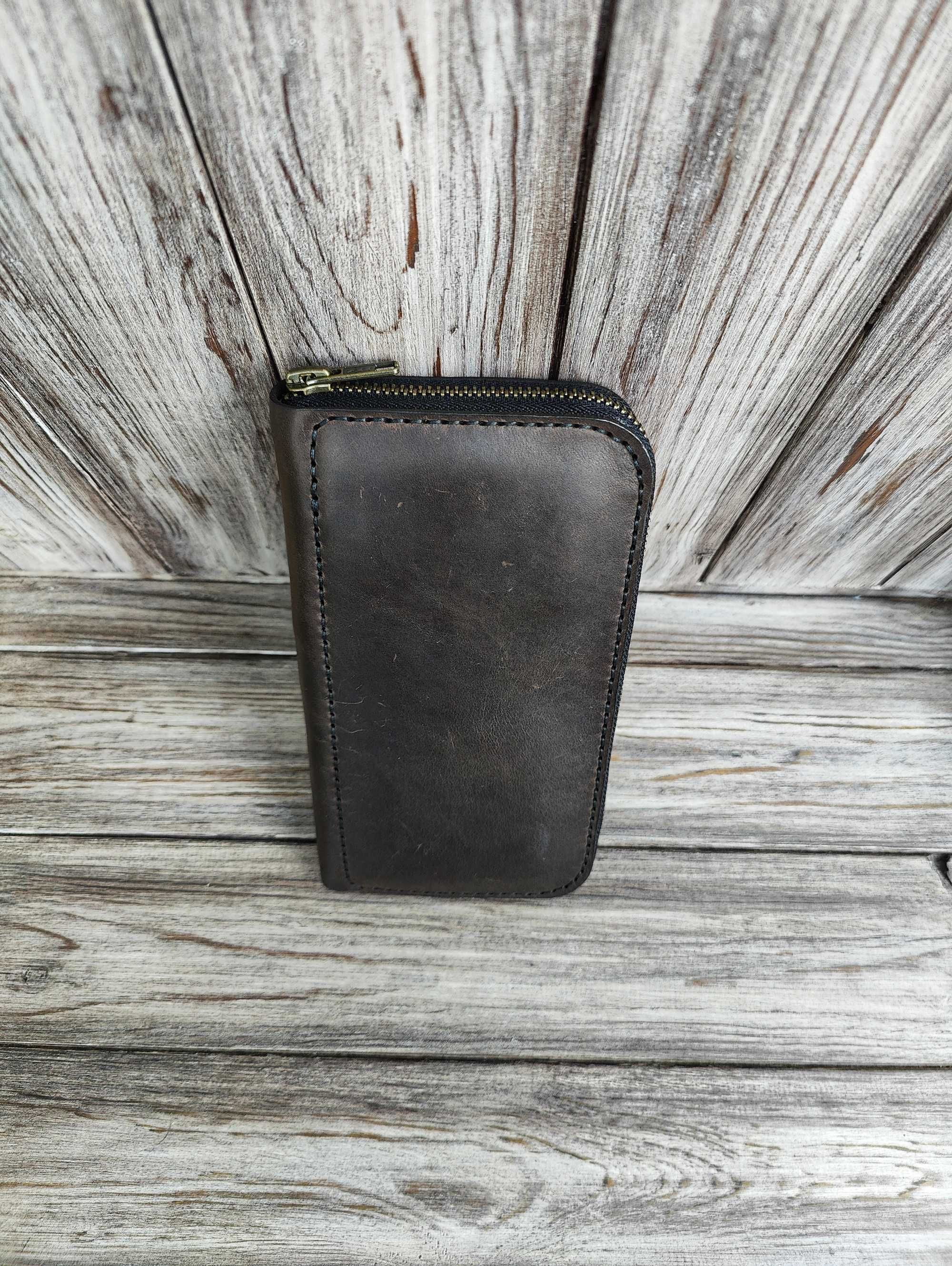 Шкіряний гаманець на замку Кожаный кошелек портмоне